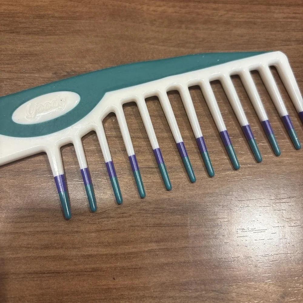 Vtg Goody Wide Tooth Hair Comb Non-slip Color Dip Retro '90s Green Purple